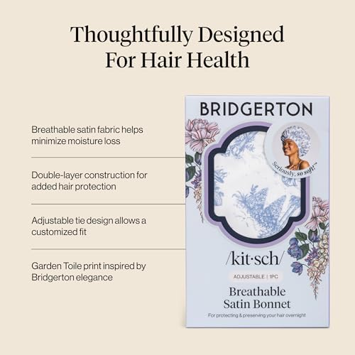 Kitsch x Bridgerton Satin Bonnet for Sleeping - Garden Toile - Image 3