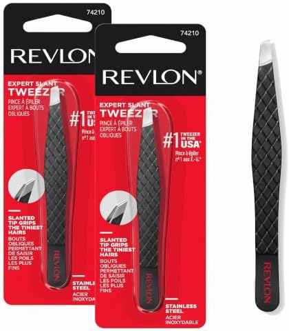 Revlon Eyebrow Tweezer, Stainless Steel | Pack of 2 | For Men & Women by RevlonConsumerProductsCorp