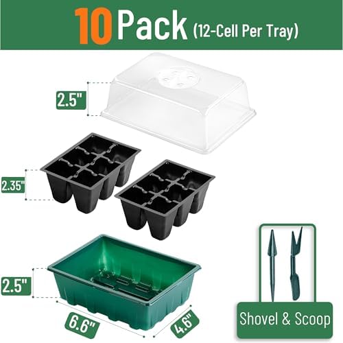 Mr. Pen- Seed Starter Tray Kits, 6.6"x4.6", 10 Set, Total 120 Cells - Image 2