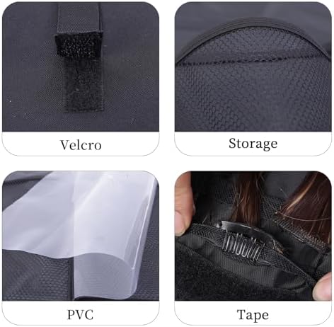 Travel-Friendly Halo Hair Extensions Holder Bag - Lightweight, Easy Fold, PVC Film And Fine Lining Prevents Wig Frizzy, Portable Wig Storage Hanger for Multiple Hairpieces (Black) - Image 4