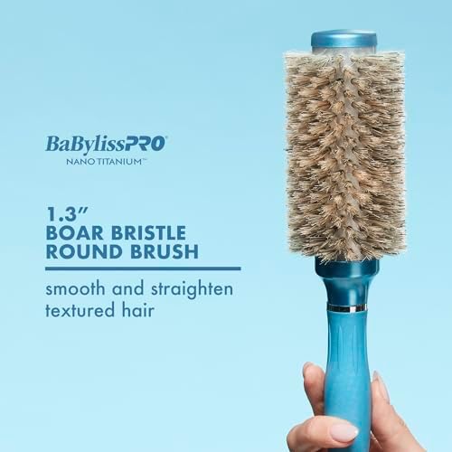 BaBylissPRO Nano Titanium 1.3" Boar Bristle Round Hair Brush – Professional Styling Brush for Shine & Smoothness – Thick and Textured Hair for Silky, Frizz-Free Shine - Image 3