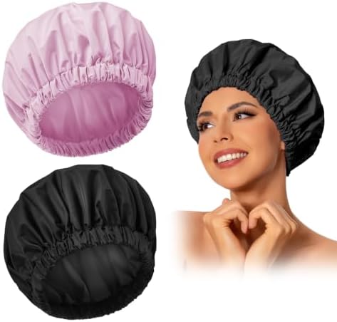 Edoneery Shower Caps for Women Reusable Waterproof, Shower Hair Cap by Edoneery