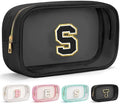 YOOLIFE Travel Clear Makeup Bag Toiletry Bag, Make up Bag Waterproof Toiletry Bags for Women Cosmetic Bag Birthday Gifts for Women Personalized Mother Girlfriend Wife Bridesmaid Gifts Black Letter S by YOOLIFE