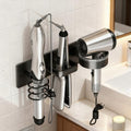 Hair Dryer Holder Wall Mounted Blow Dryer Holder Curling Iron Holder Straightener Holder 3 in 1 Bathroom Metal Hair Tool Organizer Rack（Black） by Unknown