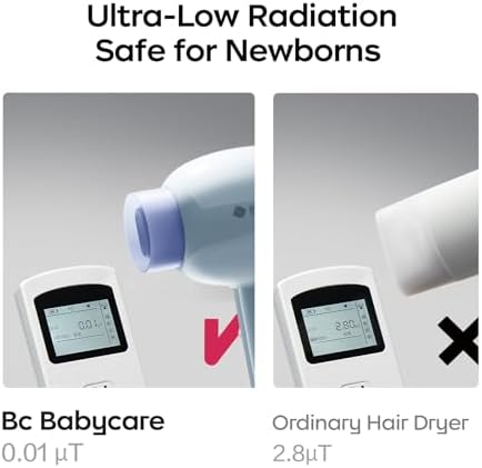 Bc Babycare Gentle Cordless Hair Dryer for Baby and Kids, Quiet Portable Mini Blow Dryer for Infant,​Portable​ Travel Hair Dryer,Low Heat/Speed with 4 Model for Hair Diaper and Full Body (Purple) - Image 5