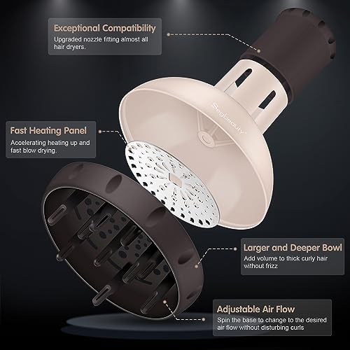 Segbeauty Hair Diffuser with Deep Bowl, Adjustable Air Flow Professional Hair Diffuser Attachment for Curly Wavy Hair, Hairstylist Barber Salon Tool Fitting Most Blow Dryer with 1.57"-1.97" Nozzle - Image 4