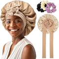 AWAYTR 2-Layer Satin Hair Bonnet, Tie Band Sleep Cap for Women by AWAYTR