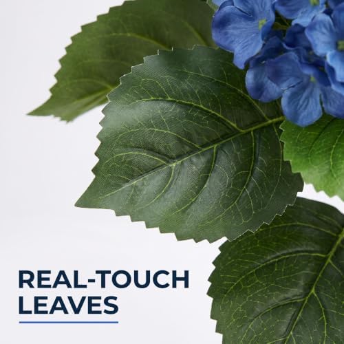 Garvee Artificial Hydrangea Tree, 3.1 FT Faux Hydrangea Plant in Pot with 9 Lifelike Blue Flowers, Fake Potted Flower Trees with Black Planter for Indoor Home Office Decor - Image 3