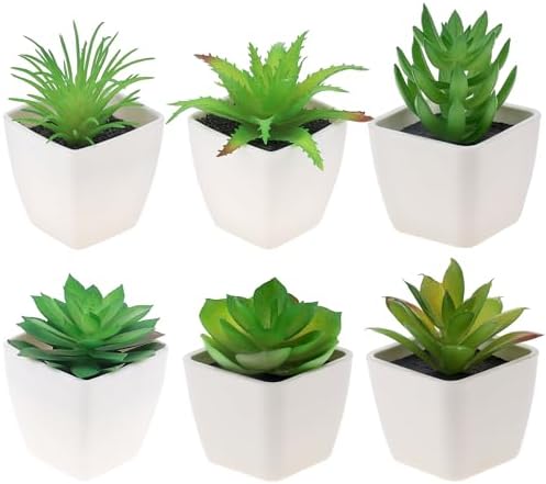 Gresorth 6 Pcs Small Artificial Succulents Fake Plant Potted Decoration by Gresorth