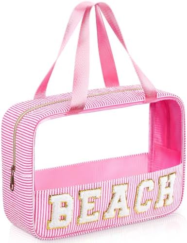Sanwuta Clear Seersucker Beach Bag, Pink by Sanwuta