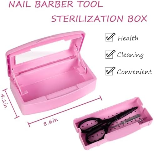 Nail Tool Sterilizer Box Disinfectant Jar Plastic Disinfectant Container Suitable for Nail Tools Hair Salons Beauty Centers and Manicure and Nail Equipment(Pink) - Image 2