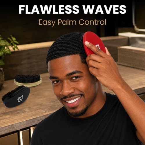 Roman-T 360 Wave Brush Set for Men – 3 Palm Wave Brushes, Soft, Medium & Hard – Curved Wave Brushes for 360 Waves – Men's Grooming Gift Set - Image 3