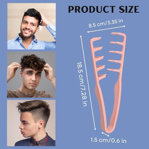 Textured Styling Comb for Men | Volumizing & Wide Tooth Comb | Fluffy Texture Styling Tool | Quad Miracle Comb for Hair Men (Pink, Large) - Image 2