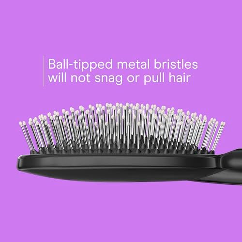 Conair Salon Results 3-Pack Hair Brushes, Detangling Hair Brush for Men and Women, For All Hair Types, Metal Bristles and Cushion Base, Black - Image 4