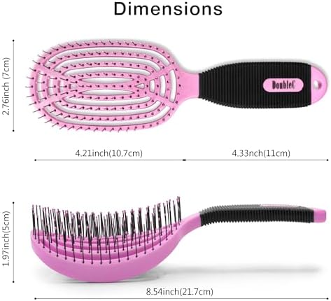NuWay® DoubleC® Scalp Care Hair Brush – Patented Double Curve Design for Scalp Massage, Vented Blow-Dry Styling, Wet & Dry Hair, All Hair Types (Rose Pink) - Image 3