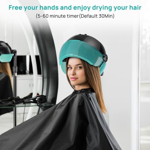 Hooded Hair Dryer with Time Setting,Touch Controls and 3 Temperature Modes - Image 7