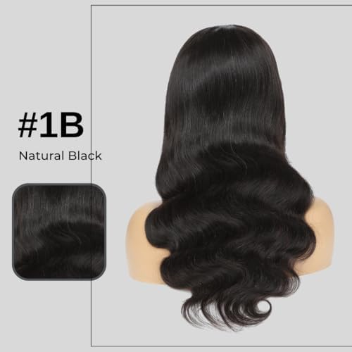 ALHER Small Cap Lace Front Wigs Human Hair Pre Plucked Body Wave, 13X4 HD Transparent Frontal Wigs 200 Density for Women,Small Cap Size 21-21.5 Natural Black Wavy Wig for Women 26 Inch - Image 6