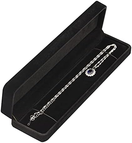 LETURE 2 Pieces Long Velvet Jewelry Chain Necklace Gift Box Set, Bracelet Storage Case, Jewellry Display Box for Wedding, Engagement,Proposal, Birthday and Anniversary (Black) - Image 5
