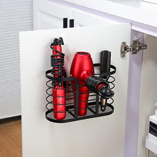YIGII Blow Dryer Holder, Adhesive Wall Mount Bathroom Organizer, Black - Image 5