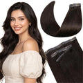 LaaVoo Brown Seamless Clip in Hair Extensions Human Hair Dark Brown Seamless Clip in Hair Extensions Real Human Hair Invisible Human Hair Clip ins Extension PU Weft Silky Straight 110g 7pcs by LaaVoo