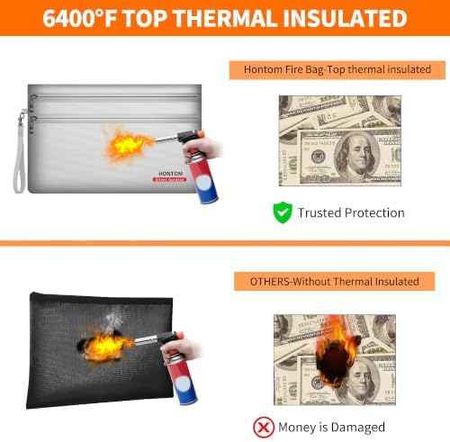 6400℉ Fireproof Money Bags 2 Pack with Hidden Dual Zipper, 11x7.5 Inch - Image 3