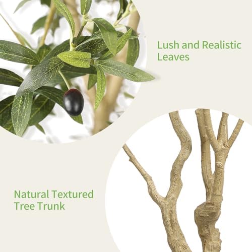 Realead Large Artificial Olive Tree 9ft with Thick Trunk & Realistic Leaves - Image 5