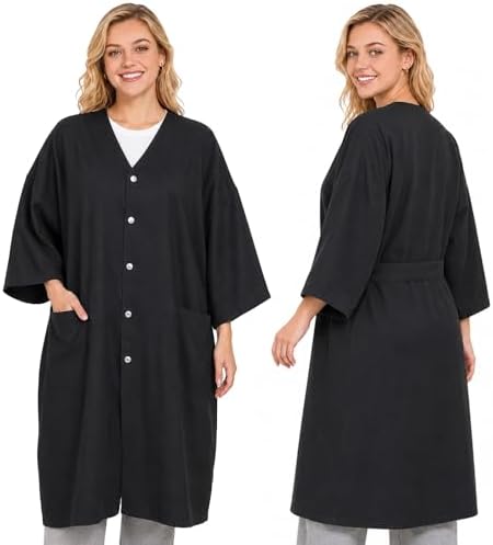 Salon Client Gown Capes, Hair Stylist Smock with 2 Pockets, Black by Noverlife