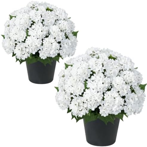 2 Sets Hydrangea Artificial Flowers Potted Outdoor，No Assembly Needed by MHMJON