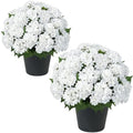 2 Sets Hydrangea Artificial Flowers Potted Outdoor，No Assembly Needed by MHMJON