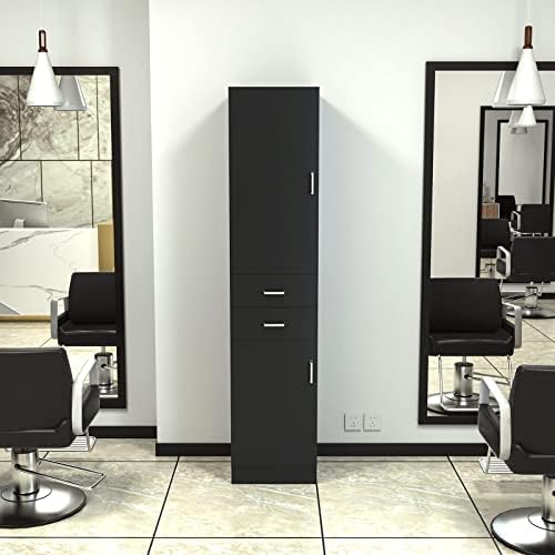 Paddie Wall Mount Barber Stations, Salon Stations for Hair Stylist, Hair Station Salon Furniture Sets with a Storage Cabinet, 2 Drawers and a 2 Tier Shelf, 17.3" L x 70.9" H - Image 4