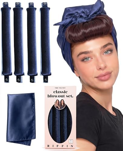 Classic Heatless Curls Overnight Rods No Heat Hair Curlers to Sleep in Foam Soft Hair Rollers for Thick & Long Hair Blowout Look, Heatless Flexible Curling Rod Set with Satin Wrap for Sleeping by RIFFIN