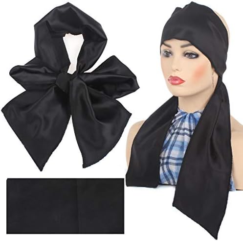 XTREND 2Pcs Edge Laying Scarf for Wigs Fashion Edge Scarf for Lace Front Wig 58 Inch Soft Women's Satin Headband for Makeup Non Slip Hair Wrap Wigs Grip (2pcs Black#) - Image 2