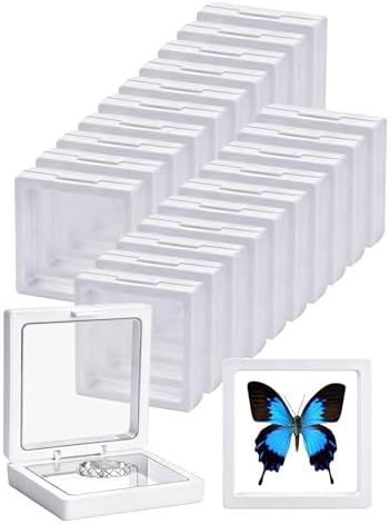 24 Pcs 3D Floating Frame Display Case 2.8 x 2.8 x 0.8 Inch White by LLKJHGE