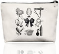 Black & White Hairstylist Makeup Bag, Aesthetic Salon Travel Organizer, Cosmetology Student Gifts for Women, Hairdresser Accessories Pouch for Teen Girls, 7.5 x 10 in by HomeArt
