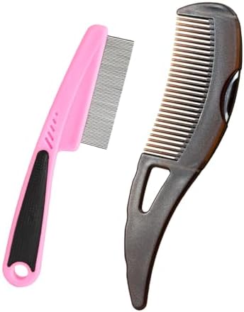 Dandruff Comb Wide Tooth, Stainless Steel Fine Tooth Lice/Psoriasis Scalp Detox Comb for Women, Men & Kids, Professional Portable Sweep/Massage/Clean Shower Brush Tool for Hair Care/Growth (Pink) by AMZWISH