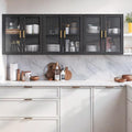 Furnaza Set of 3 Black Kitchen Wall Storage Cabinet with Adjustable Shelf by Furnaza