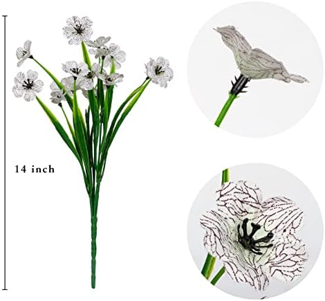LikSoor 21 Bundles Artificial Outdoor UV Resistant Flowers No Fade Fake Outside Flowers Plastic Greenery Faux Shrubs Garden Porch Window Box Home Decoration (White) - Image 6
