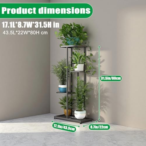 LINZINAR 4 Tier Plant Stand Indoor Outdoor Metal Flower Pot Display Shelf - Image 6