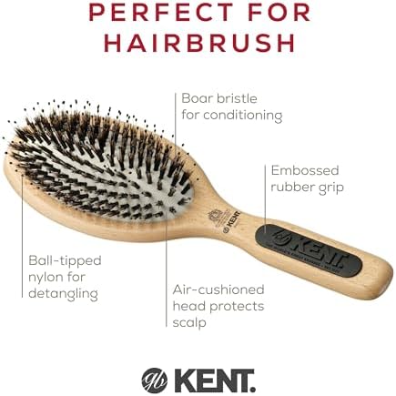 Kent PF01 Large Cushion Detangler Brush, Boar Bristle and Non-Scratch Nylon Mix Hairbrush for Straightening Smoothing. Oval Wood Paddle Detangling Hair Brush for Medium to Long Hair, Made in England - Image 3