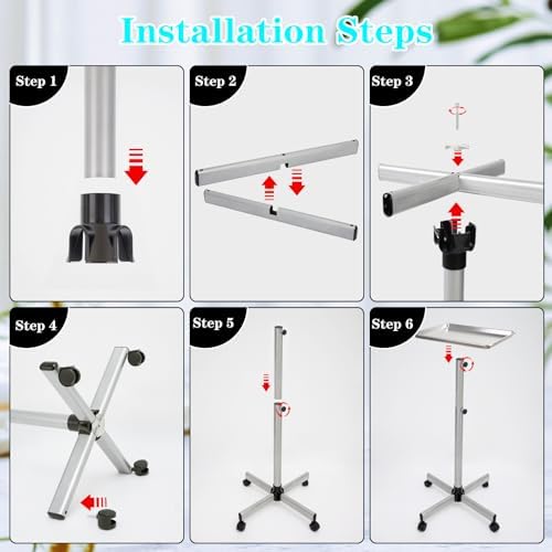 Salon Tray on Wheels, Salon Color Tray with Adjustable Height - Image 5