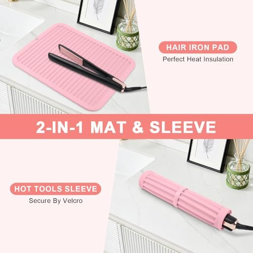 Silicone Heat Resistant Mat for Hair Tools, Oversize, Pink - Image 5