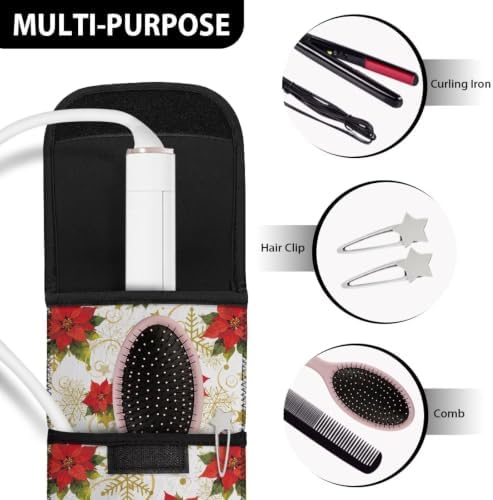 Flashideas Christmas Snowflakes Curling Iron Holder Heat Resistant Neoprene Curling Iron Cover Bag with Pocket Curling Iron Organizers and Storage for Hair Straightener, Curling Iron, Flat Iron - Image 7