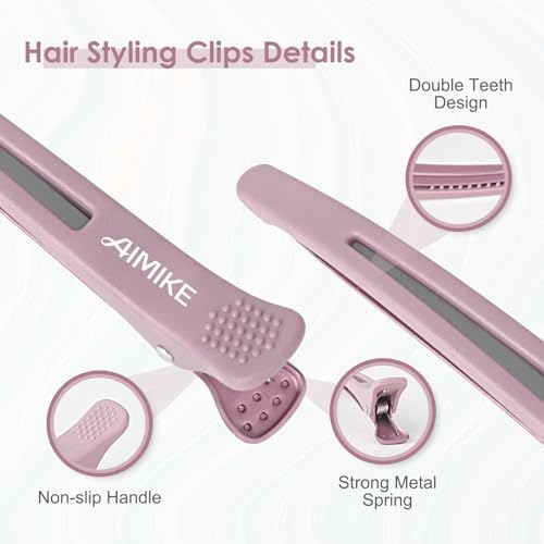 AIMIKE Hair Sectioning Clips with Silicone Band - 6pcs No Crease Duck Billed Clips for Styling, Cutting, and Rollers in Morandi Color - Image 4