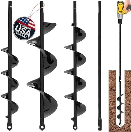 Auger Drill Bit for Planting 3 Pack with Extension - 3/8'' Hex Drive Drill by K-BRANDS