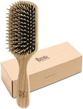 TEK | Rectangular Wooden Hair Brush Big with Short Rounded Teeth in Natural Ash Wood, Ideal for Detangling, Styling and Daily Care of Short to Medium-Lenght Hair | 22x6cm | Handmade in Italy by Tek