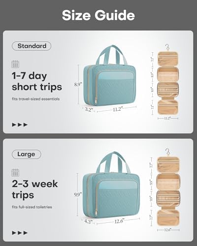 HOTOR Hanging Travel Toiletry Bag Women Men, Light Blue, Medium - Image 2