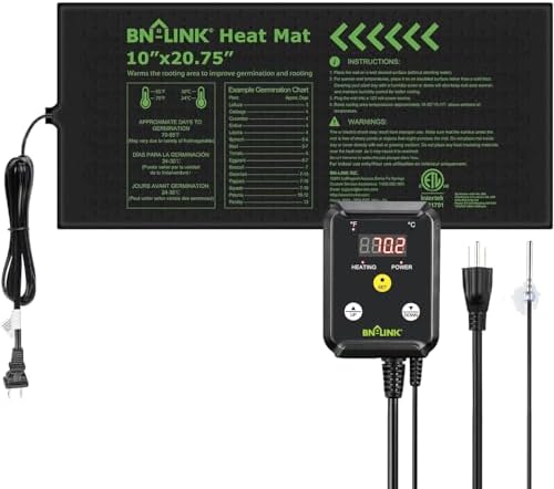 BN-LINK Reptile Thermostat Controller and Heat Mat for for Seed Germination, Reptiles and Brewing Breeding Incubation Greenhouse by BN-LINK