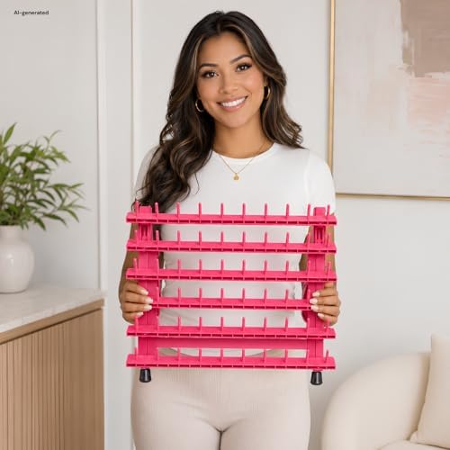 60-Peg Braiding Hair Rack, Foldable Hair Extension Holder with Tools, Rose Red - Image 6