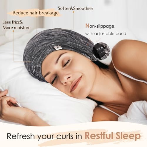 YANIBEST Slouchy Beanie Hat Satin Lined Sleep Cap Chemo Headwear Caps Black - Image 2