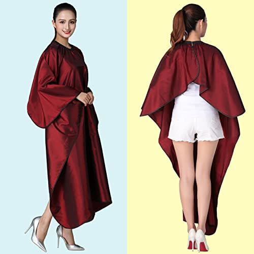 Barber Hair Cutting Cape with Adjustable Neckline 55" x 63" Red - Image 2